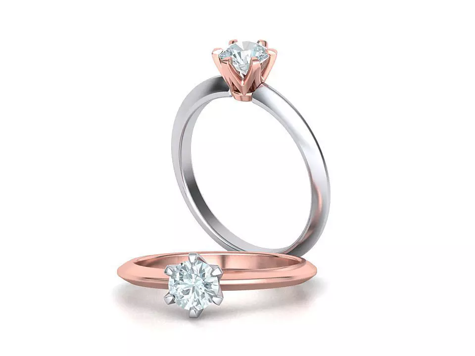 Solitaire 6claw Crown ring Half Carat stone 3D print model