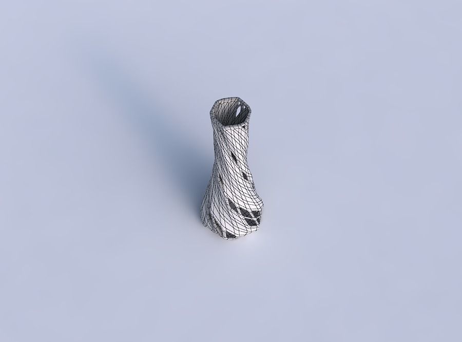 Vase twisted squeezed hexagon with diagonal grid lattice 2 3D print model_6