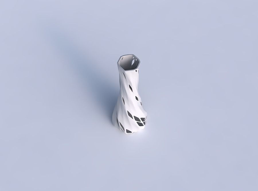 Vase twisted squeezed hexagon with diagonal grid lattice 2 3D print model_1