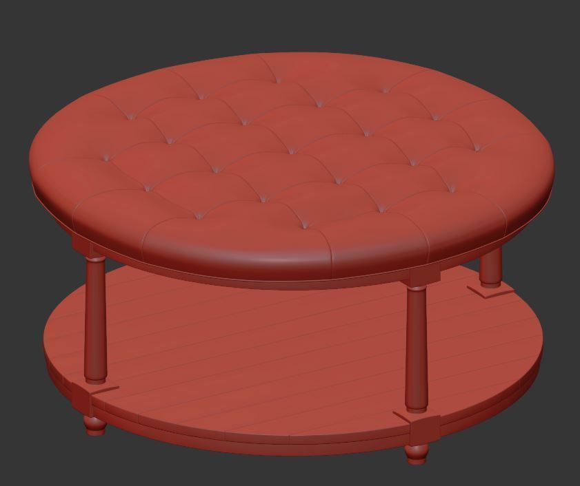 Pottery Barn Berlin Round Ottoman 3D model_3