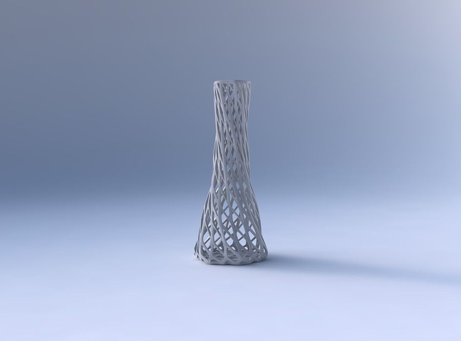 Vase twisted squeezed hexagon with diagonal grid lattice 3D print model_4