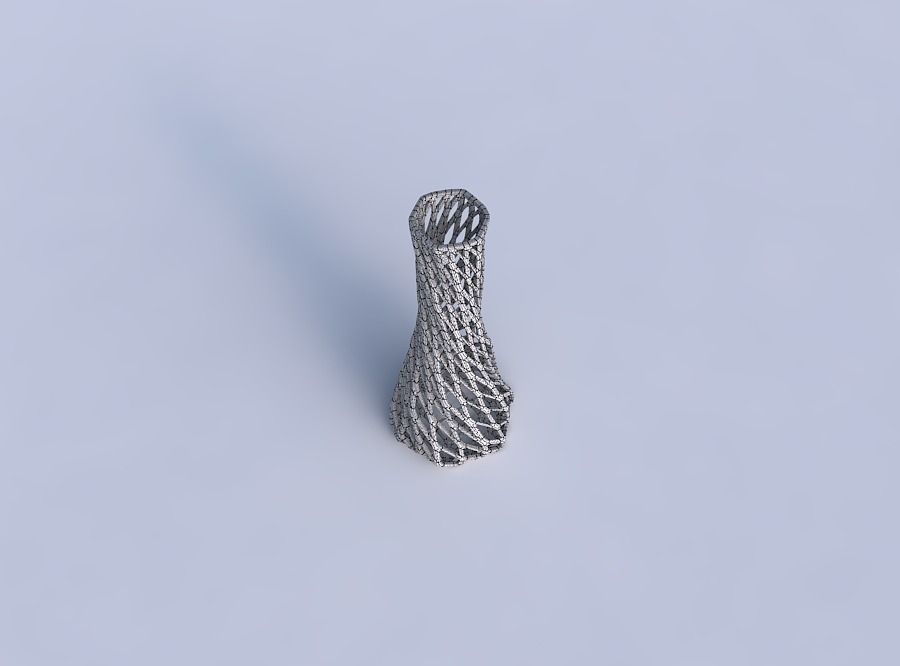 Vase twisted squeezed hexagon with diagonal grid lattice 3D print model_6