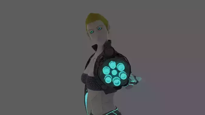 CYBORG gun with lights Low-poly 3D model