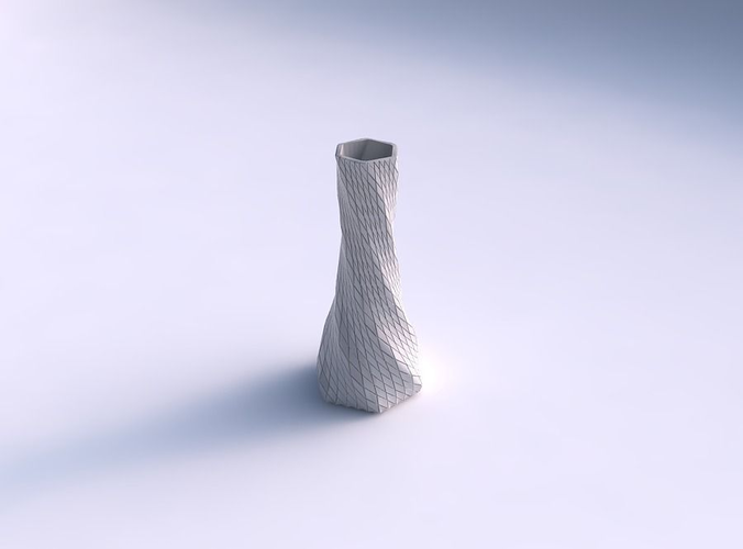 Vase twisted squeezed hexagon with diagonal grid plates