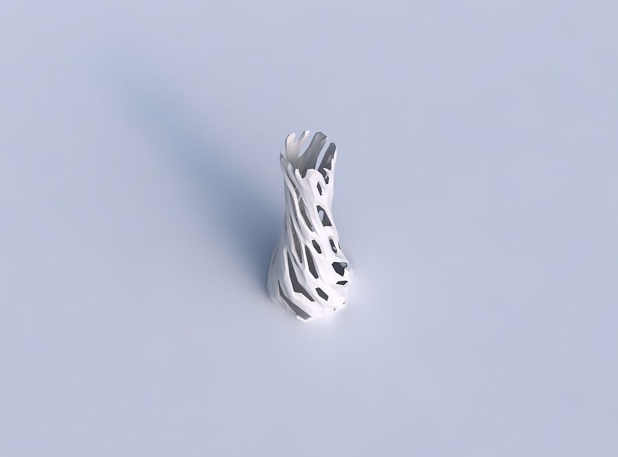 Vase twisted squeezed hexagon with faceted cuts 3D print model_1