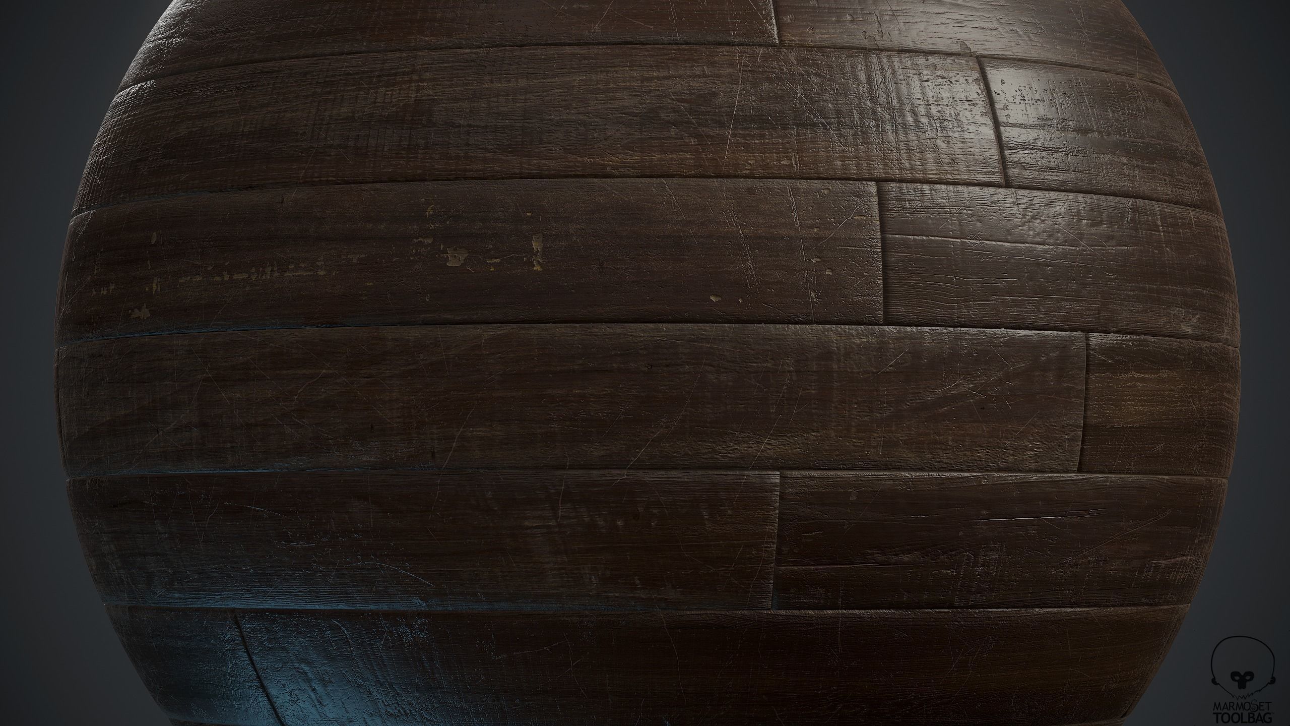 Old woodstrip Parquet - PBR textures Low-poly 3D model_5