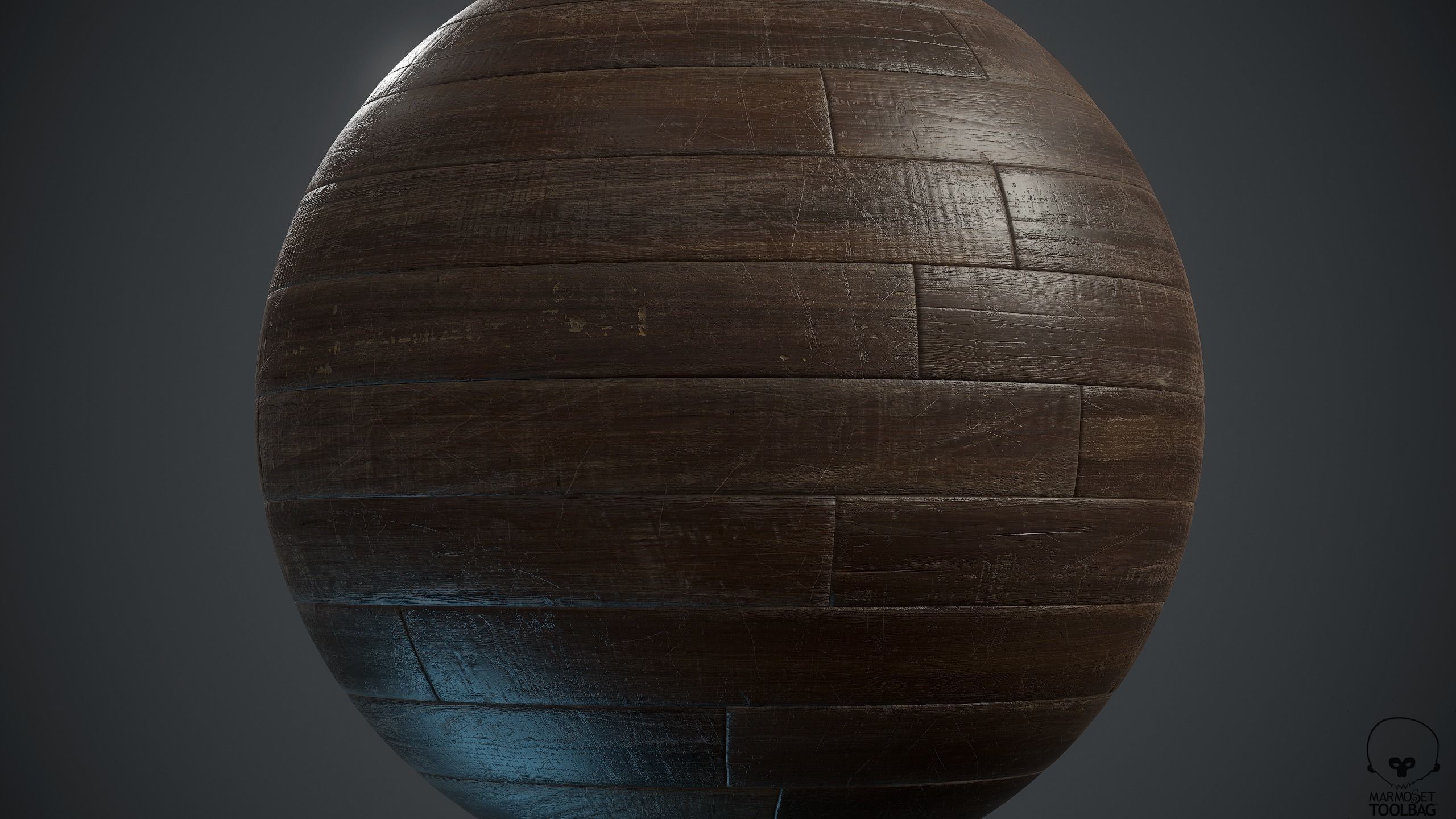Old woodstrip Parquet - PBR textures Low-poly 3D model_4
