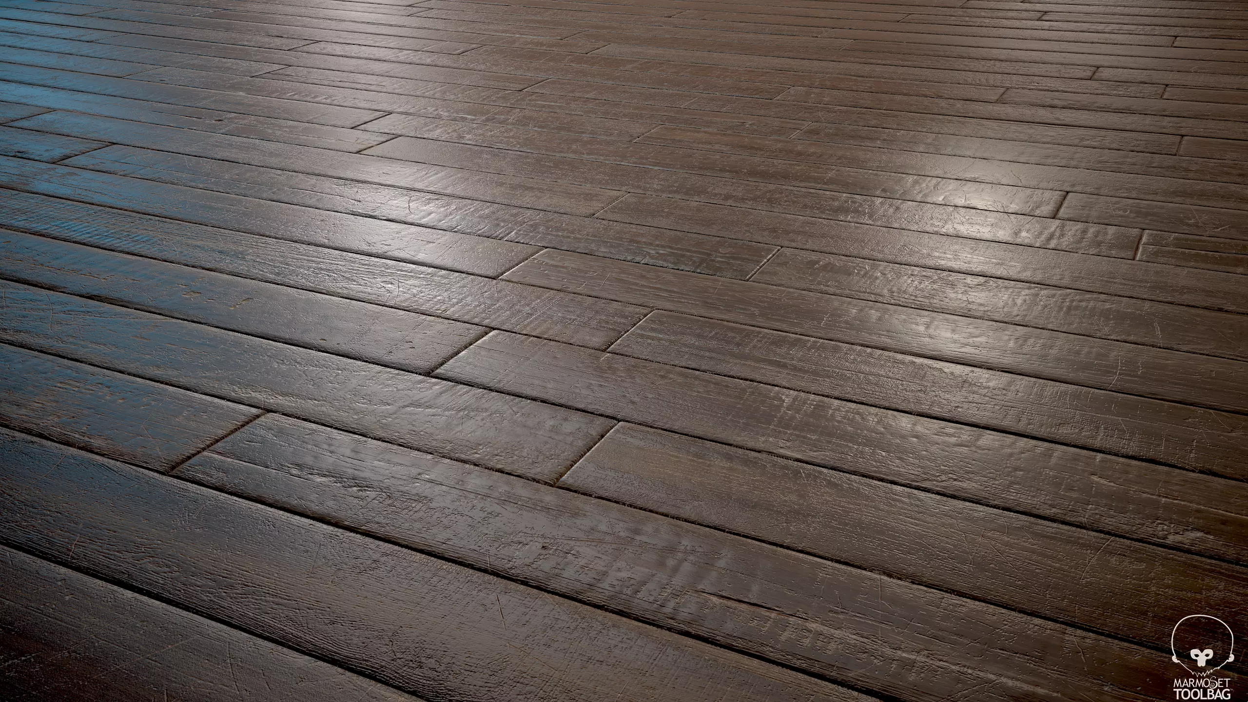 Old woodstrip Parquet - PBR textures Low-poly 3D model_0