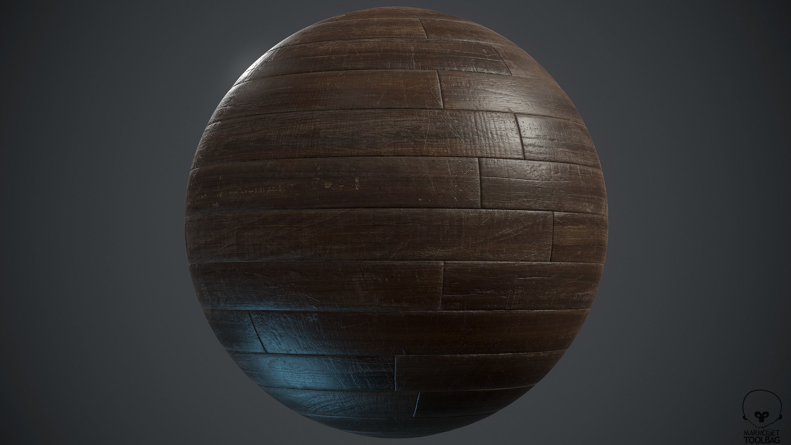 Old woodstrip Parquet - PBR textures Low-poly 3D model_2
