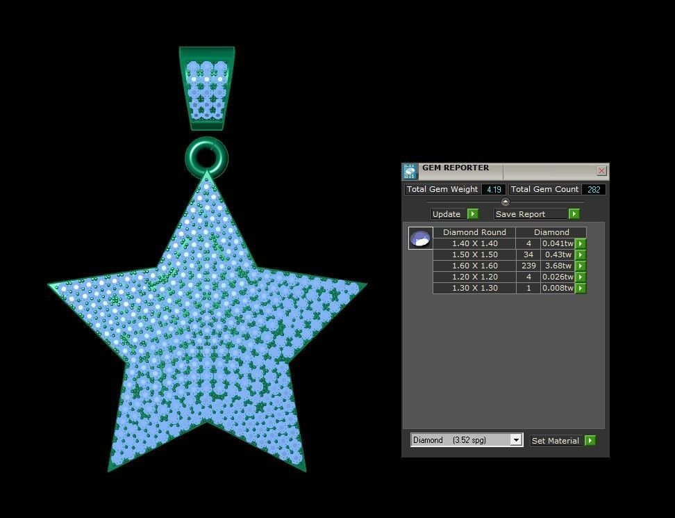 Star Solitaire women pendent 3D model_1