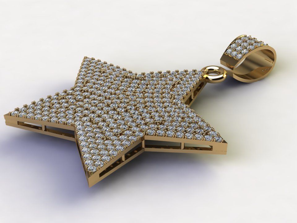 Star Solitaire women pendent 3D model_4