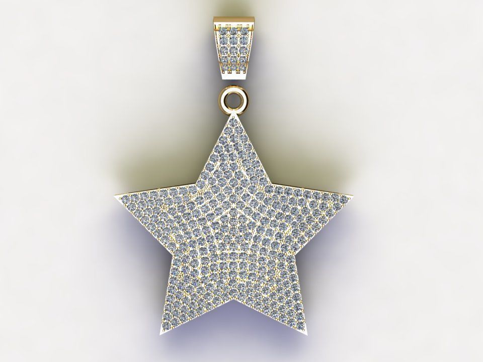 Star Solitaire women pendent 3D model_2