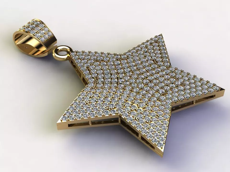 Star Solitaire women pendent 3D model_0