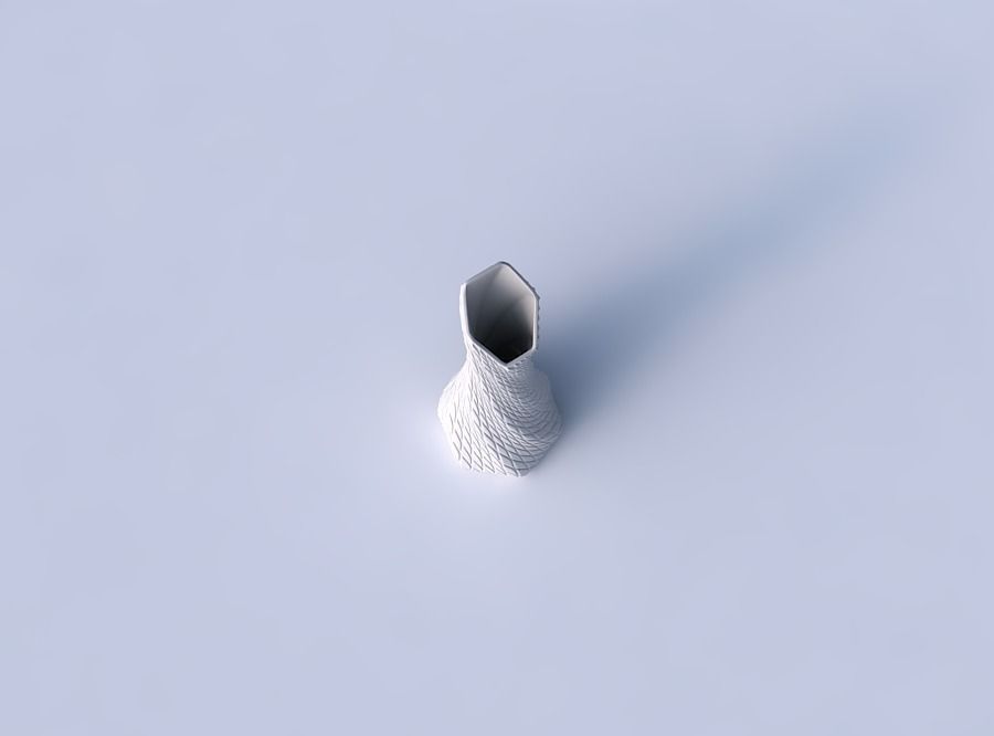 Vase twisted squeezed and bent hexagon with diagonal grid bul... 3D print model_2