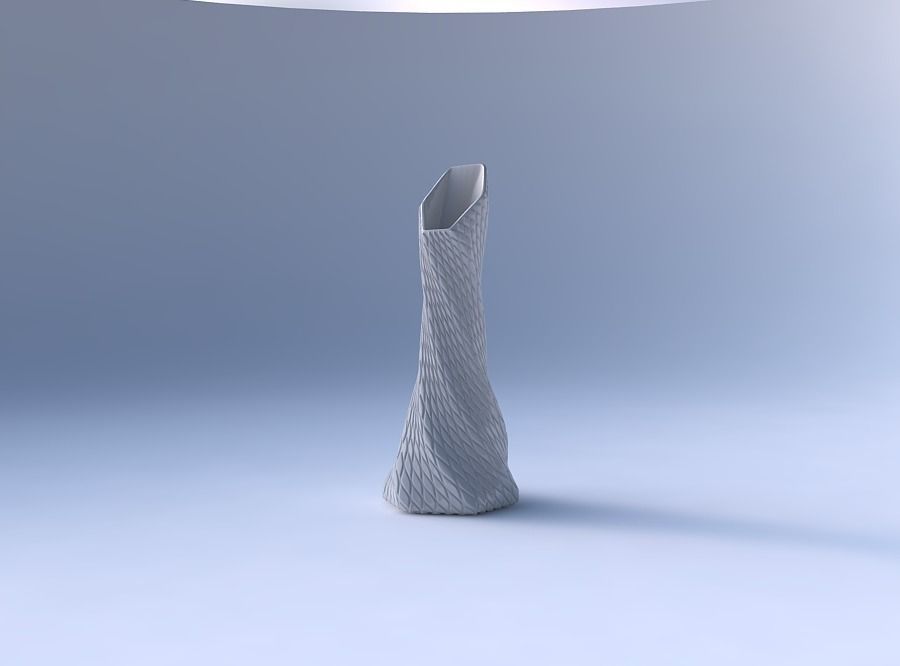 Vase twisted squeezed and bent hexagon with diagonal grid bul... 3D print model_4