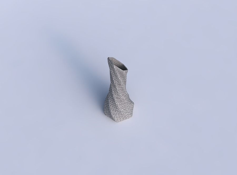 Vase twisted squeezed and bent hexagon with diagonal grid bul... 3D print model_6