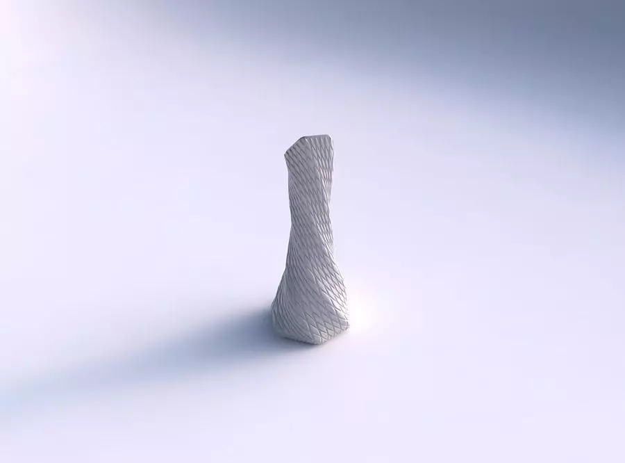 Vase twisted squeezed and bent hexagon with diagonal grid 0 3D print model