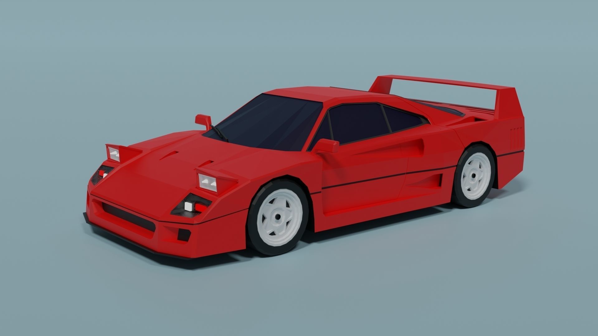 Ferrari F40 Low-poly 3D model_2