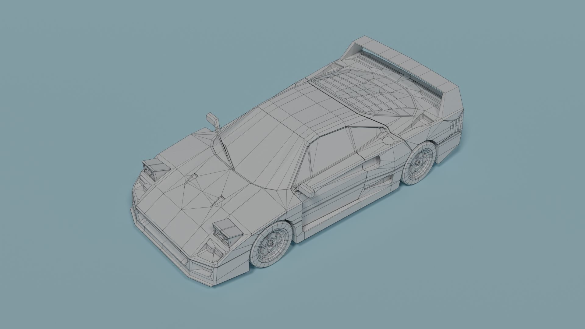 Ferrari F40 Low-poly 3D model_8
