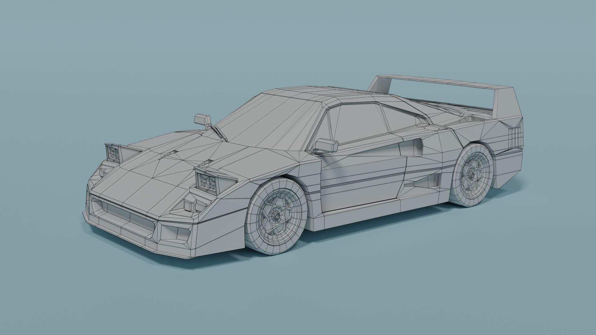 Ferrari F40 Low-poly 3D model_4