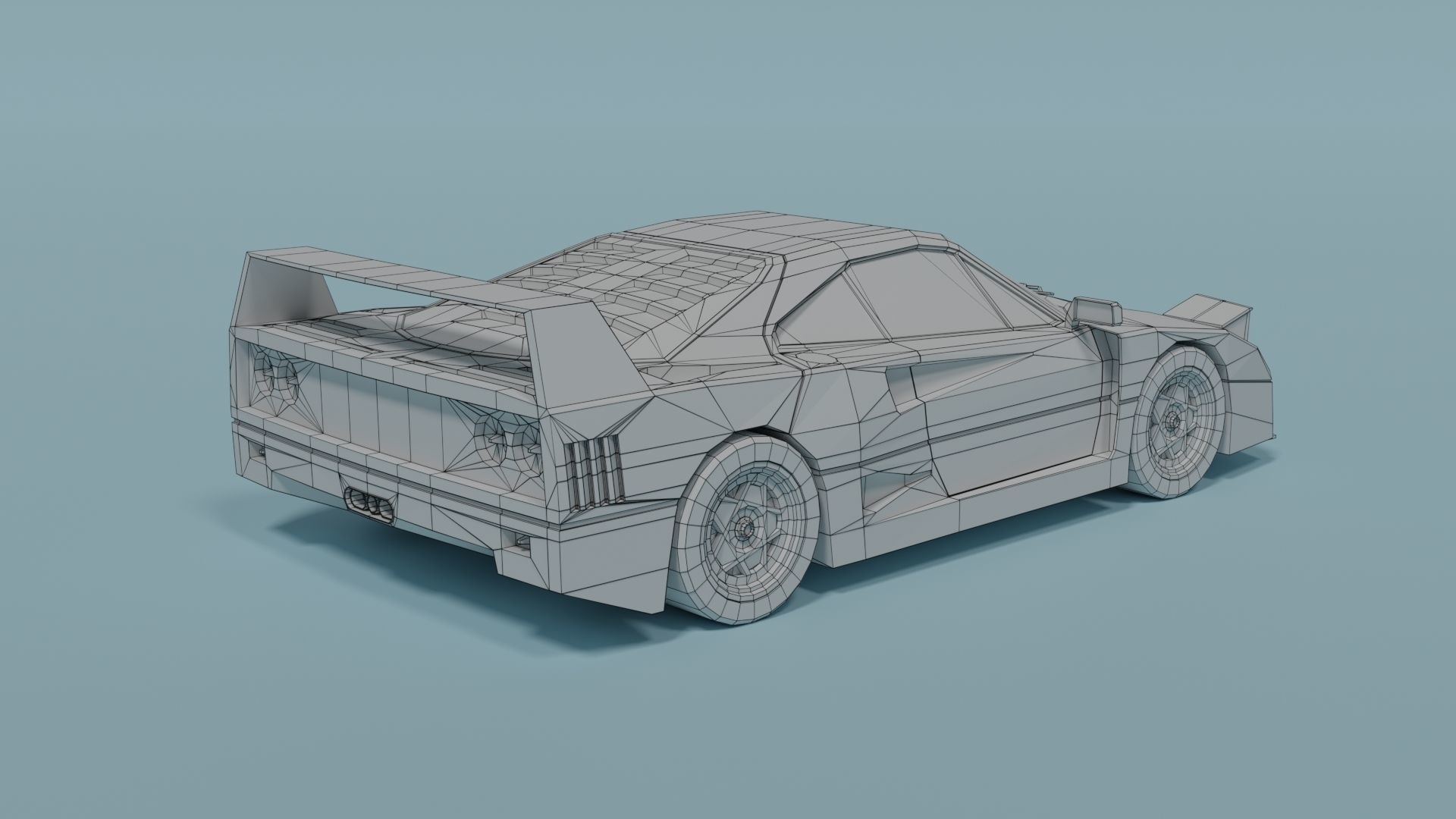 Ferrari F40 Low-poly 3D model_5