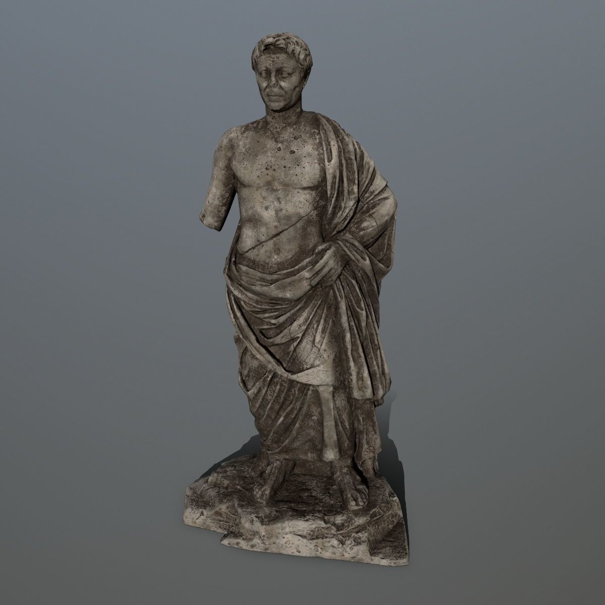statue 5 roman with cloak Low-poly 3D model_7