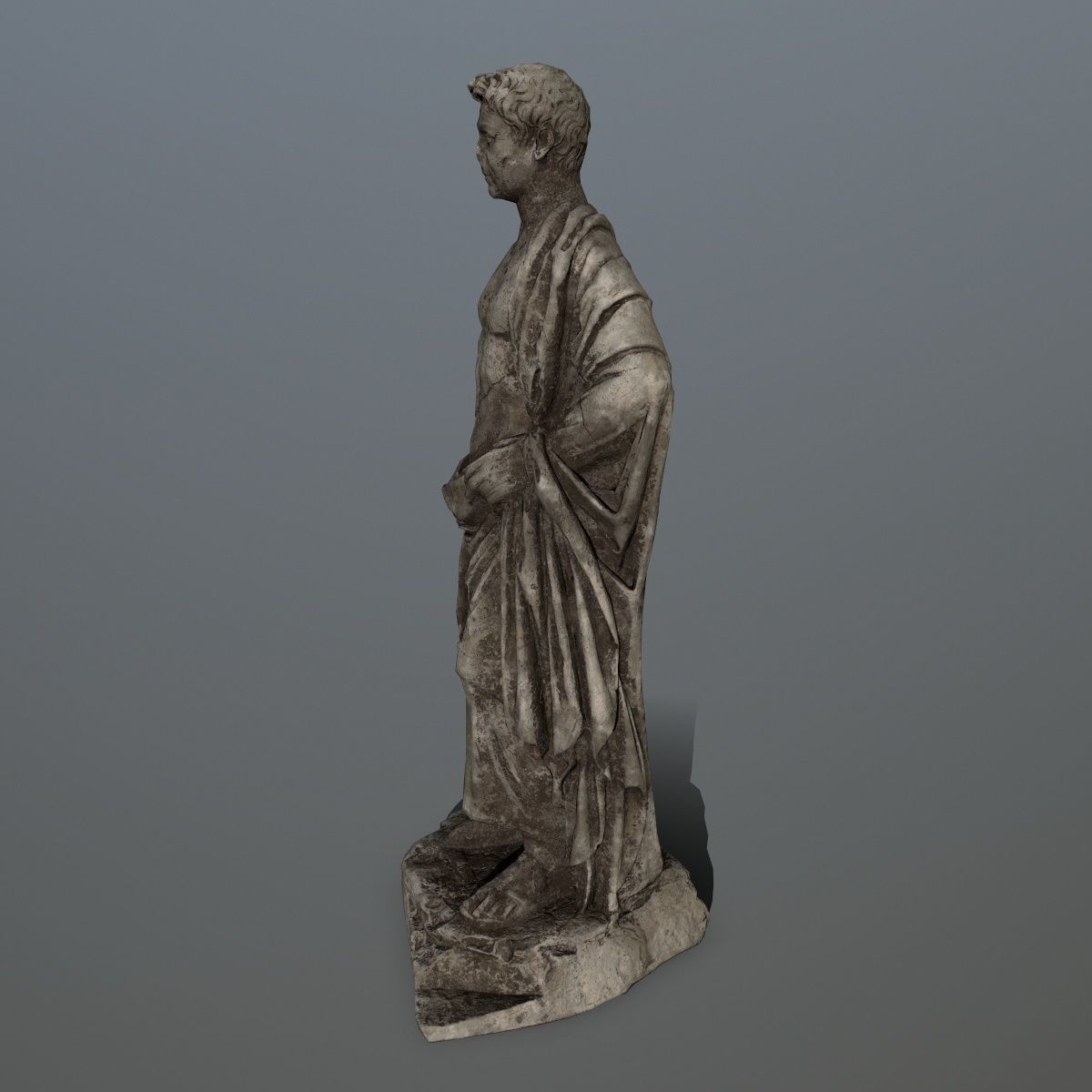 statue 5 roman with cloak Low-poly 3D model_6