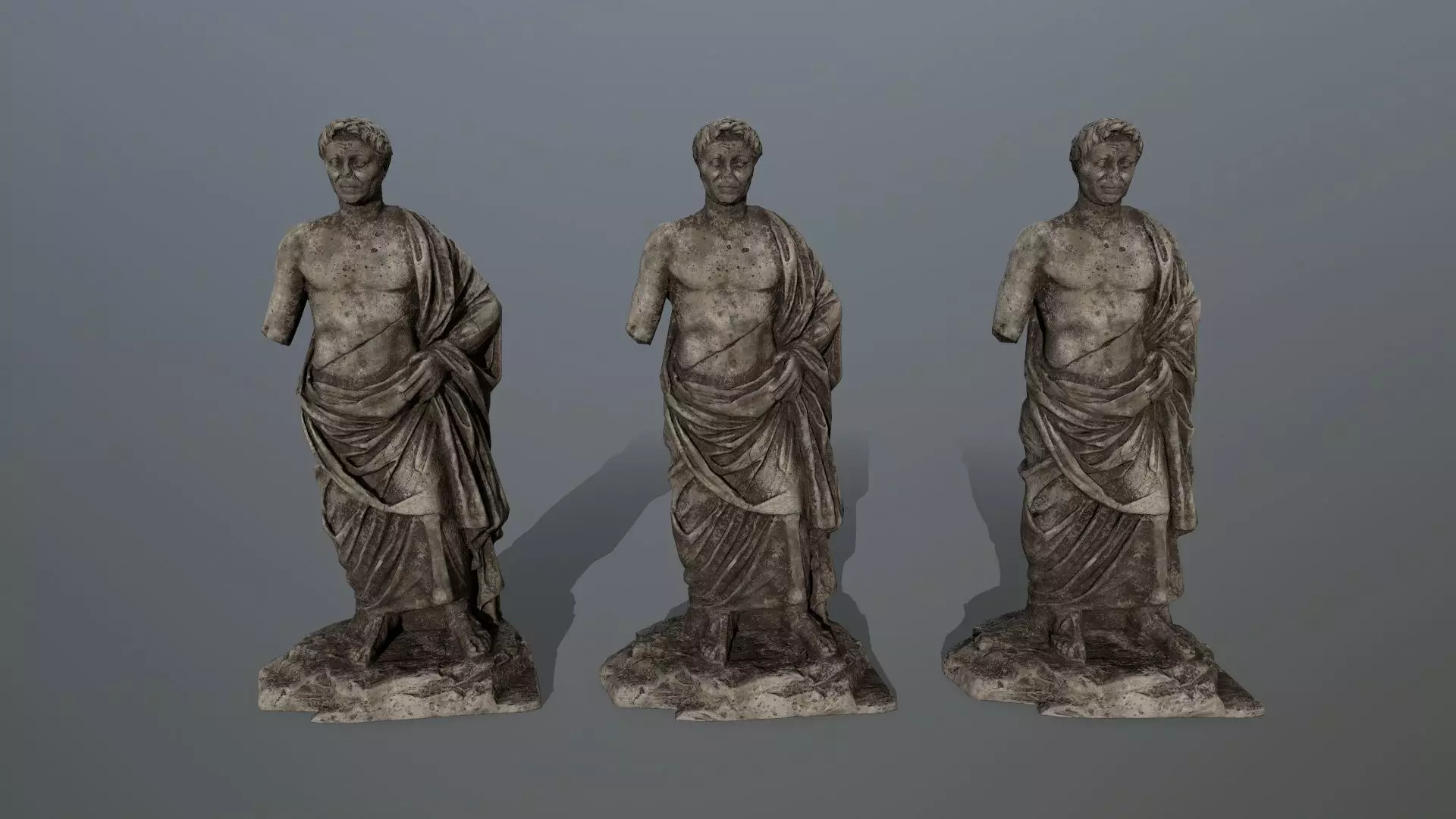 statue 5 roman with cloak Low-poly 3D model_0