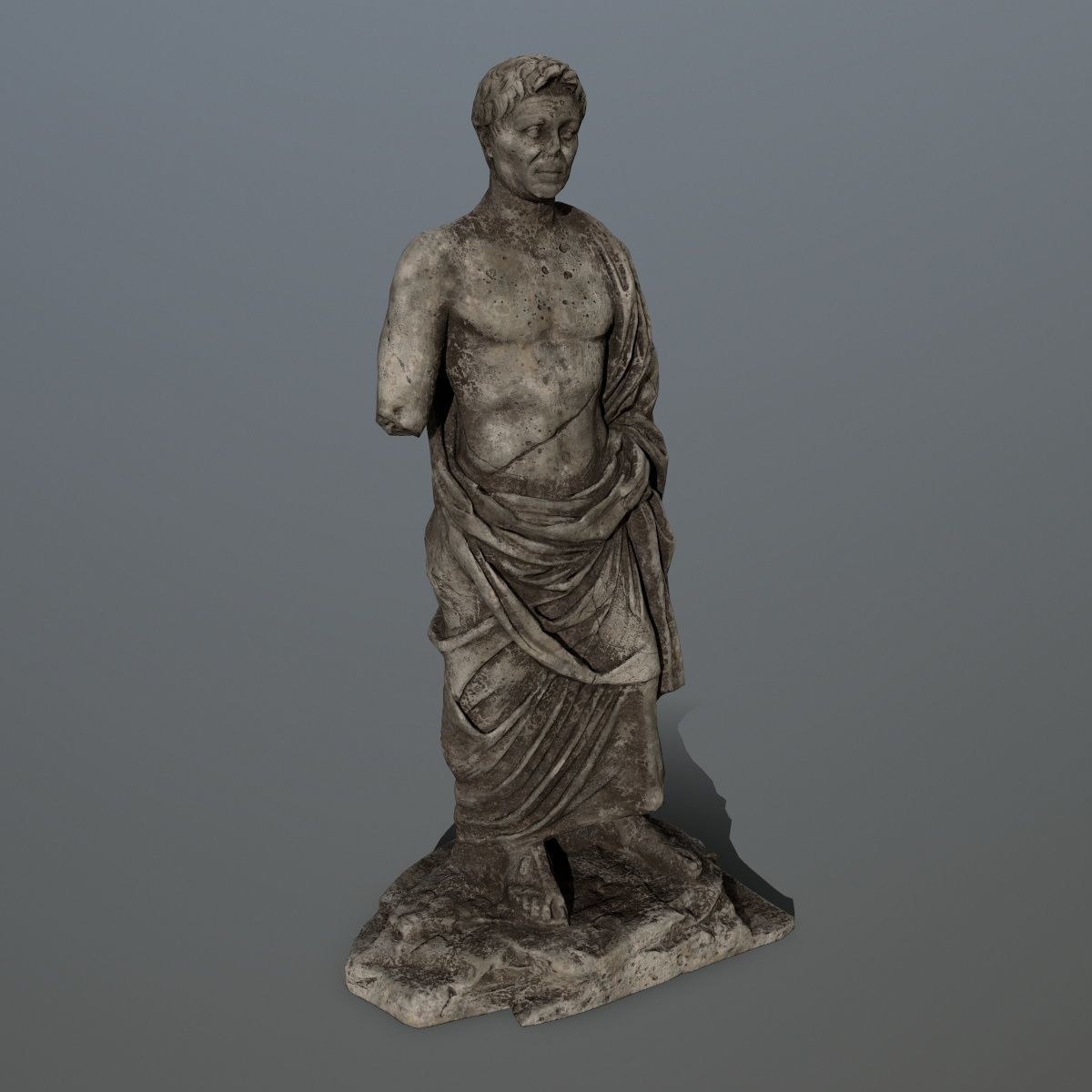 statue 5 roman with cloak Low-poly 3D model_2