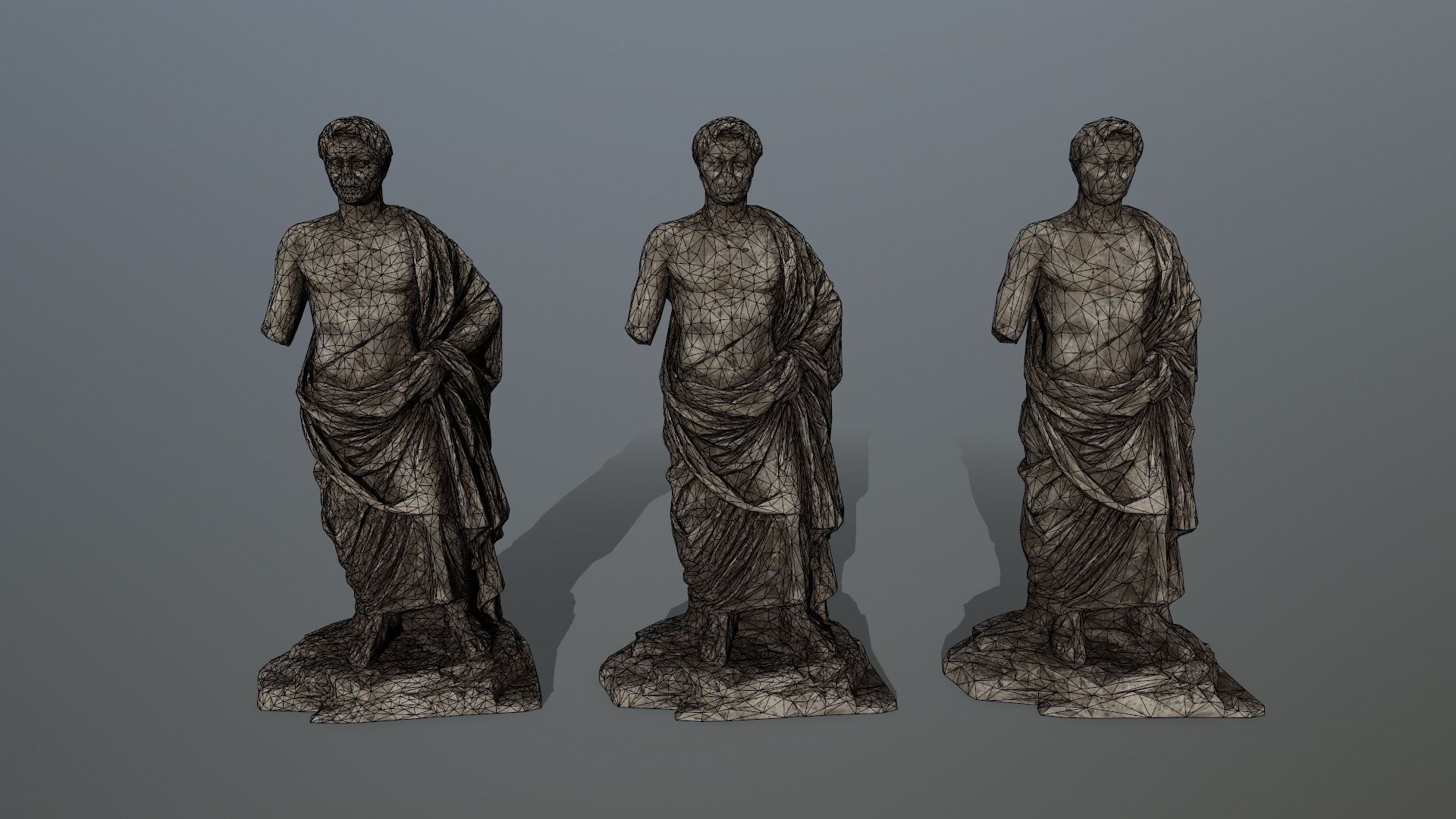 statue 5 roman with cloak Low-poly 3D model_1