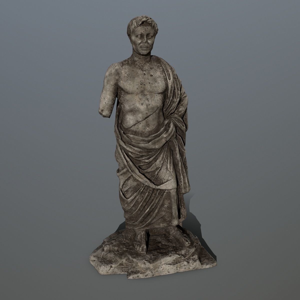 statue 5 roman with cloak Low-poly 3D model_8