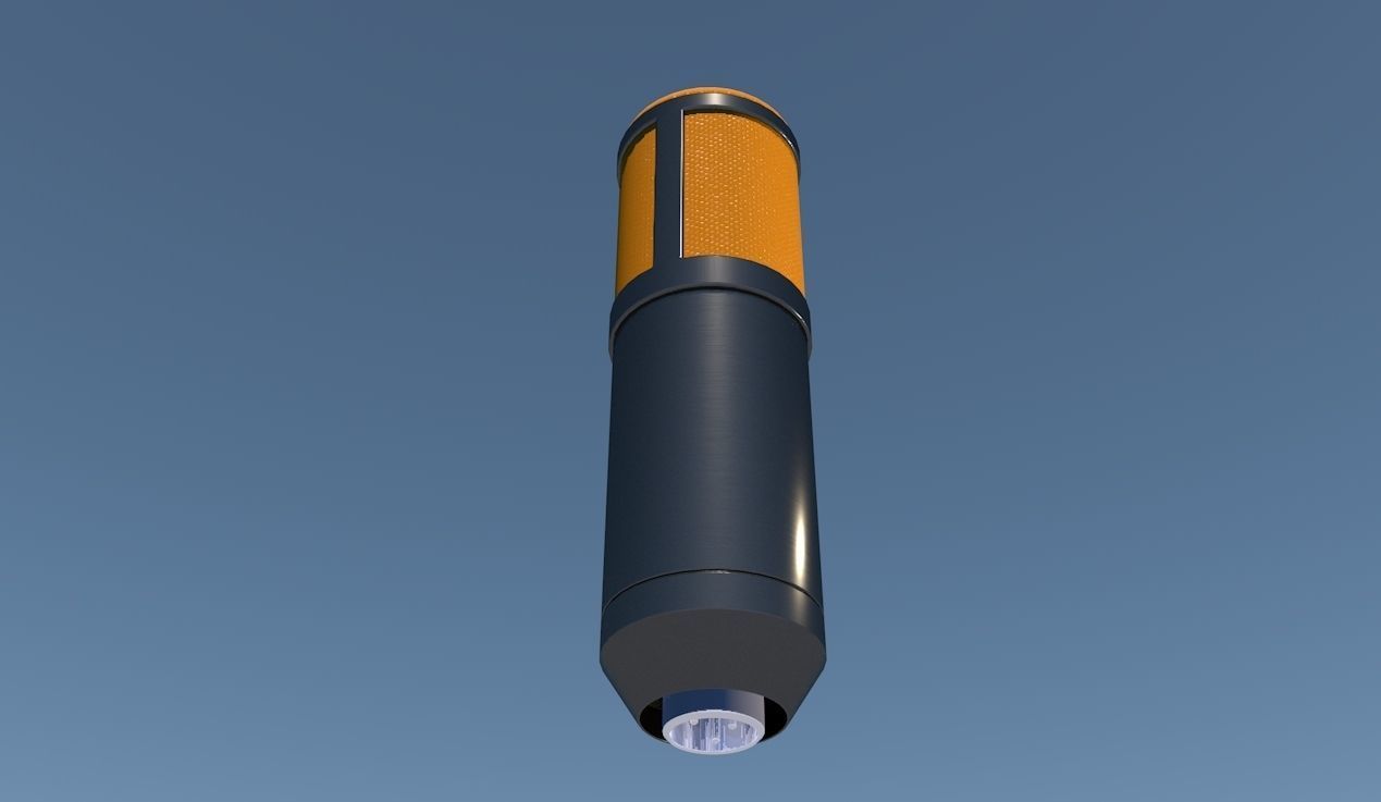 Microphone orange and cylinder Free low-poly 3D model_1