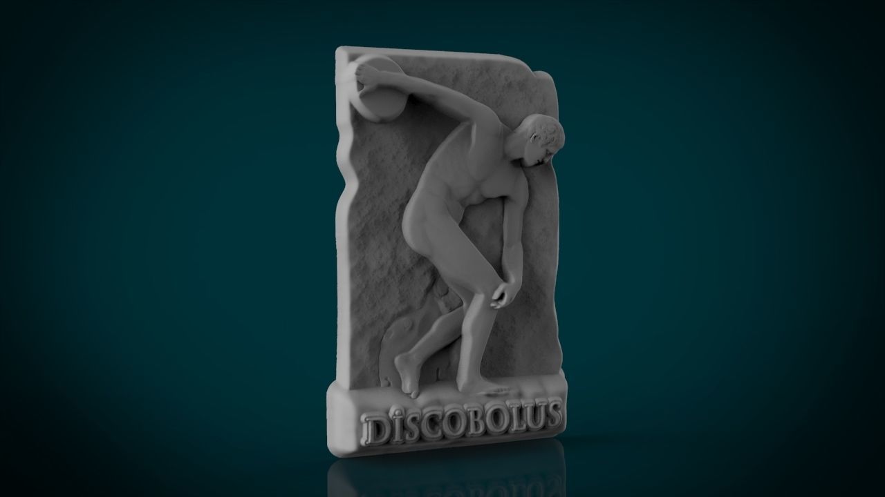 The Discobolus by Myron bas relief 3D print model_1