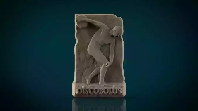 The Discobolus by Myron bas relief 3D print model
