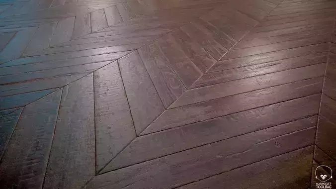 Old chevron Parquet - PBR textures Low-poly 3D model