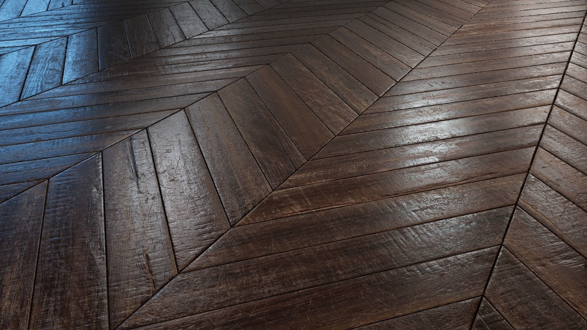 Old chevron Parquet - PBR textures Low-poly 3D model_4
