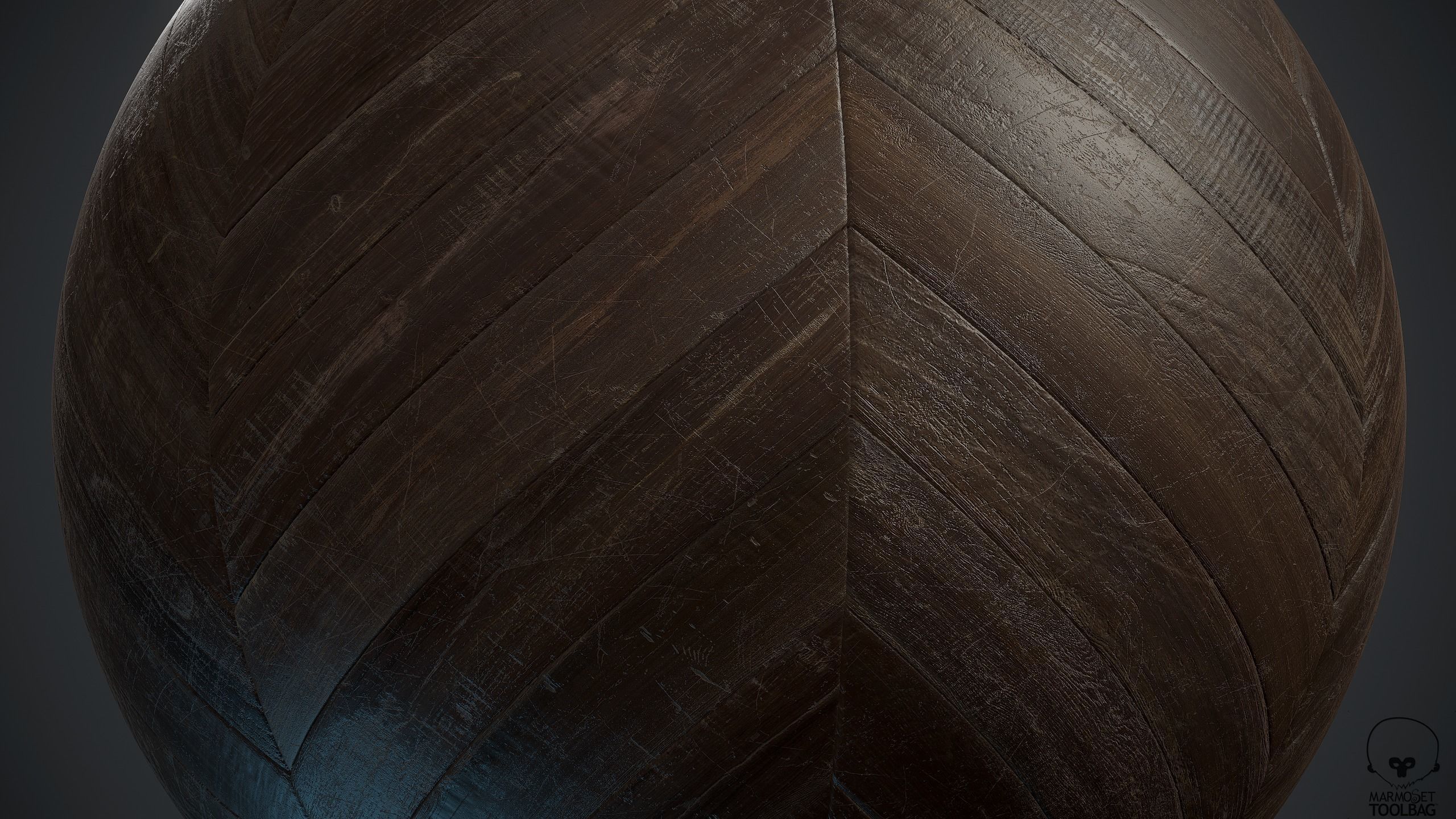 Old chevron Parquet - PBR textures Low-poly 3D model_5