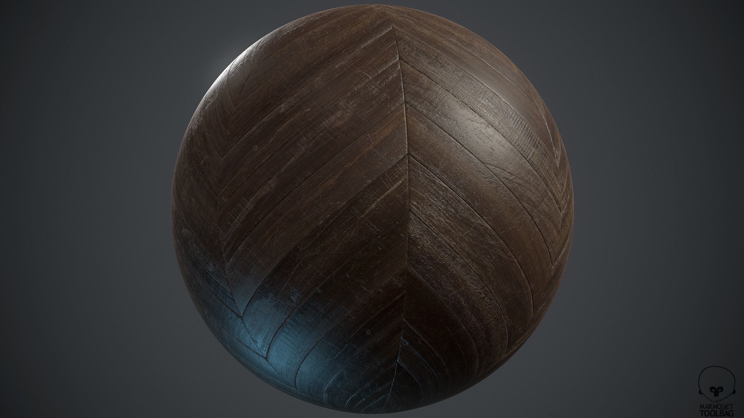 Old chevron Parquet - PBR textures Low-poly 3D model_2