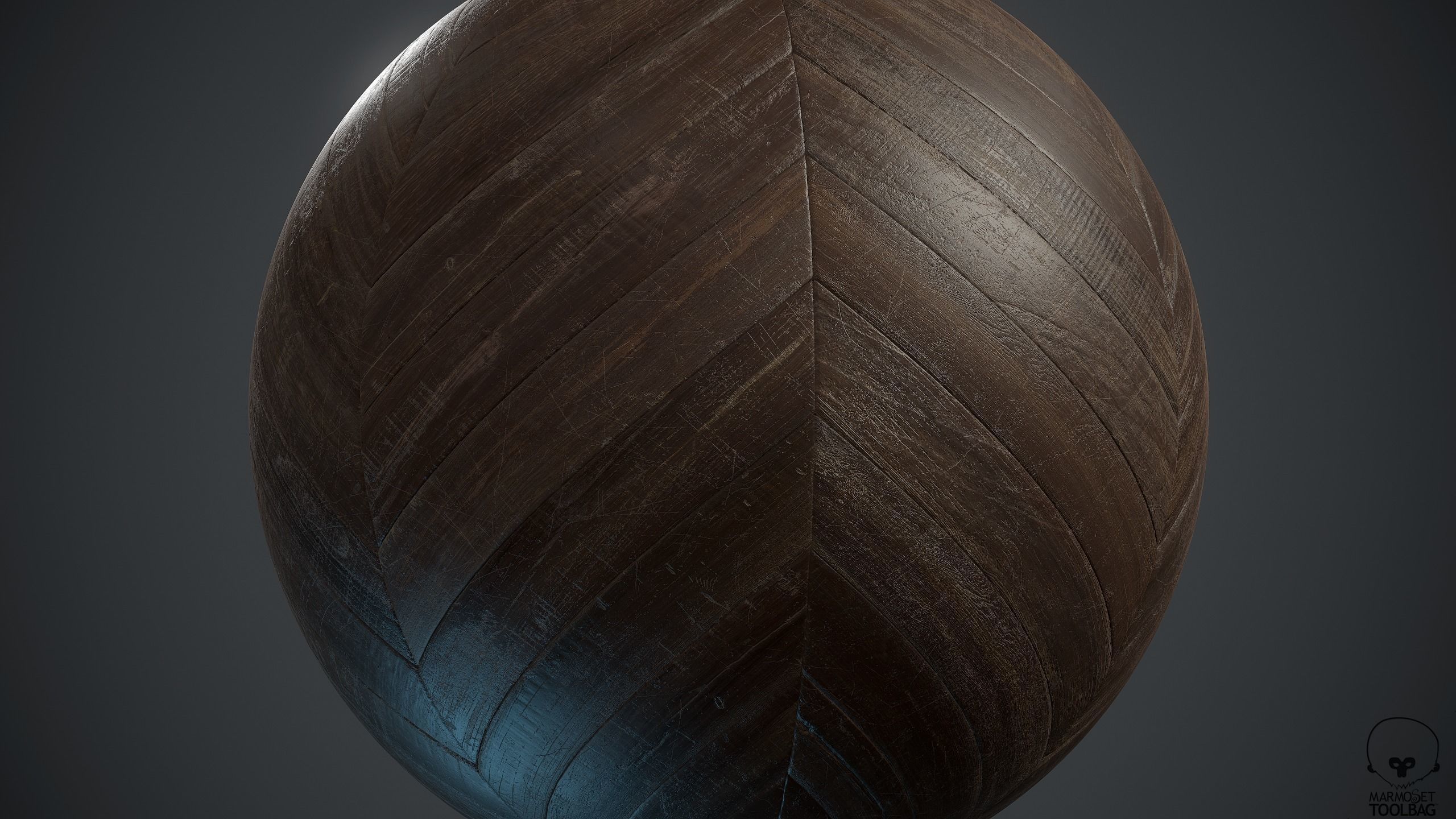 Old chevron Parquet - PBR textures Low-poly 3D model_3