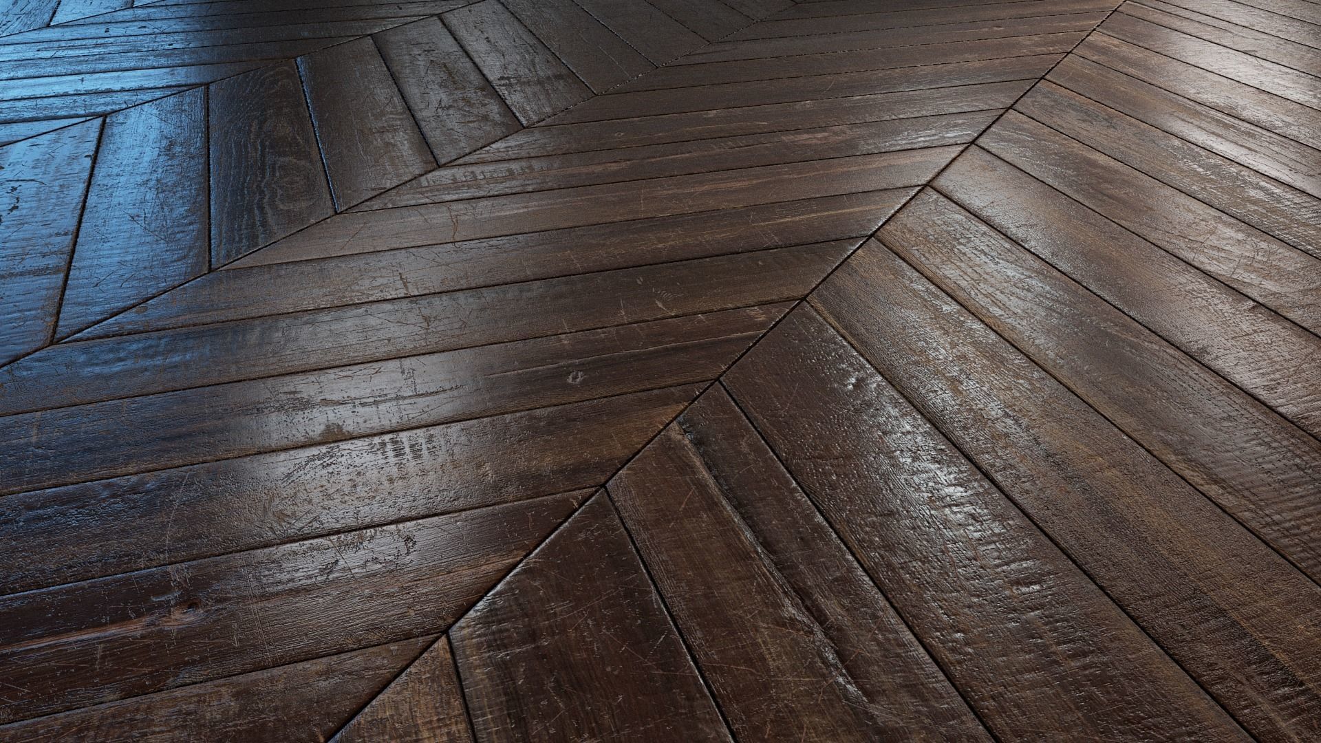 Old chevron Parquet - PBR textures Low-poly 3D model_6
