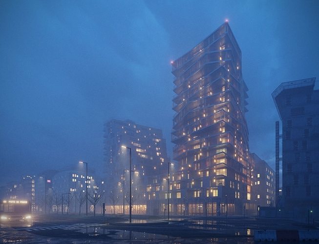 Residential high rise building in Paris 3D model 4