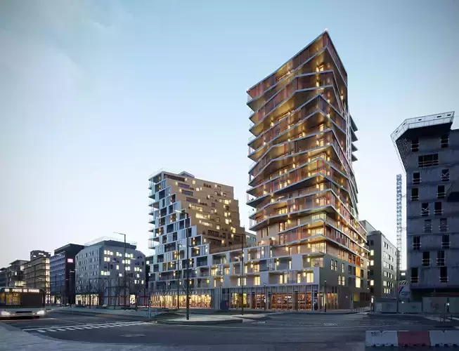 Residential high rise building in Paris 3D model