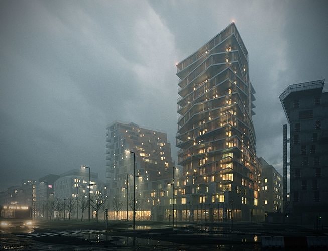 Residential high rise building in Paris 3D model 5