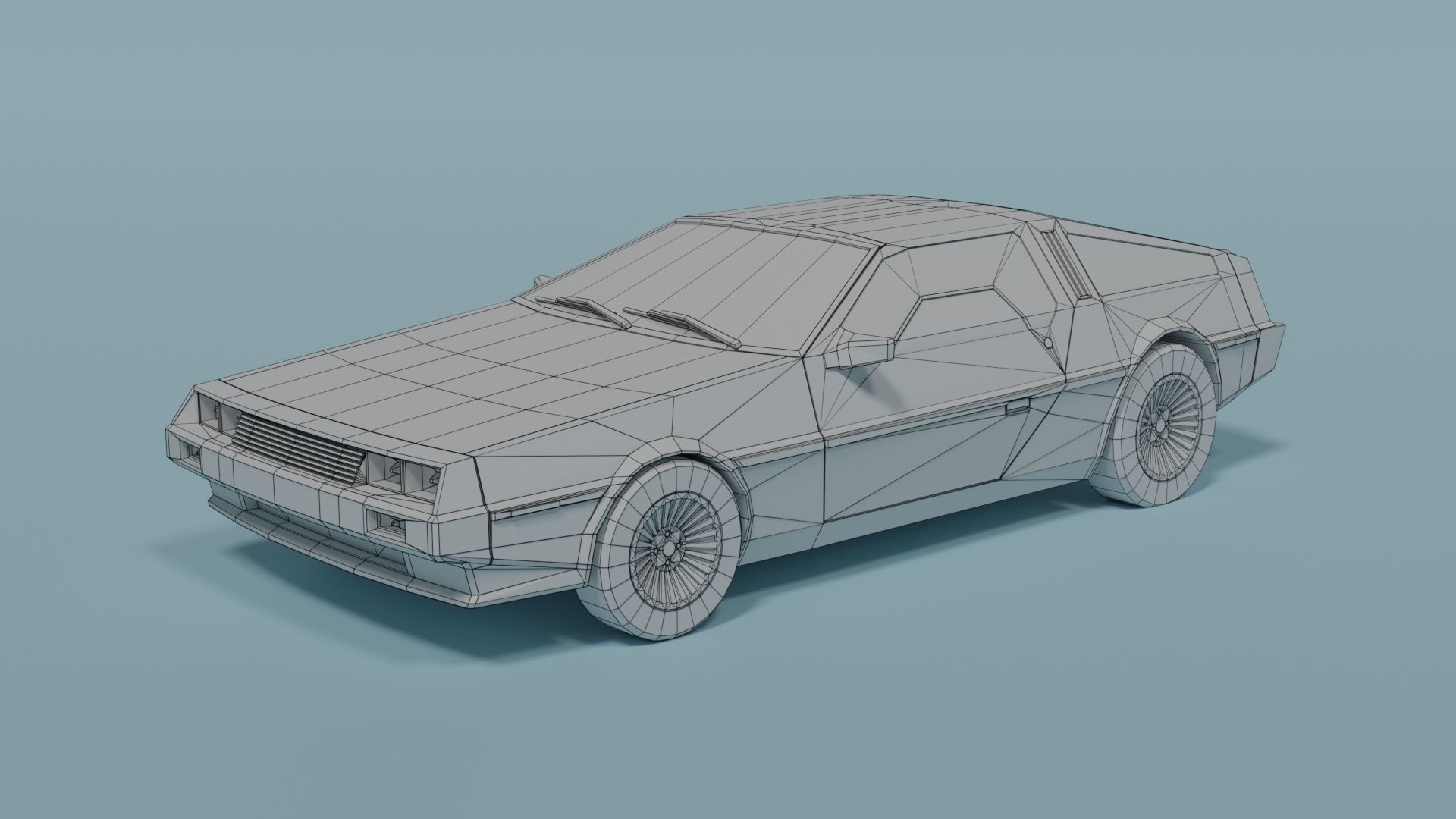 DeLorean DMC-12 Low-poly 3D model_2