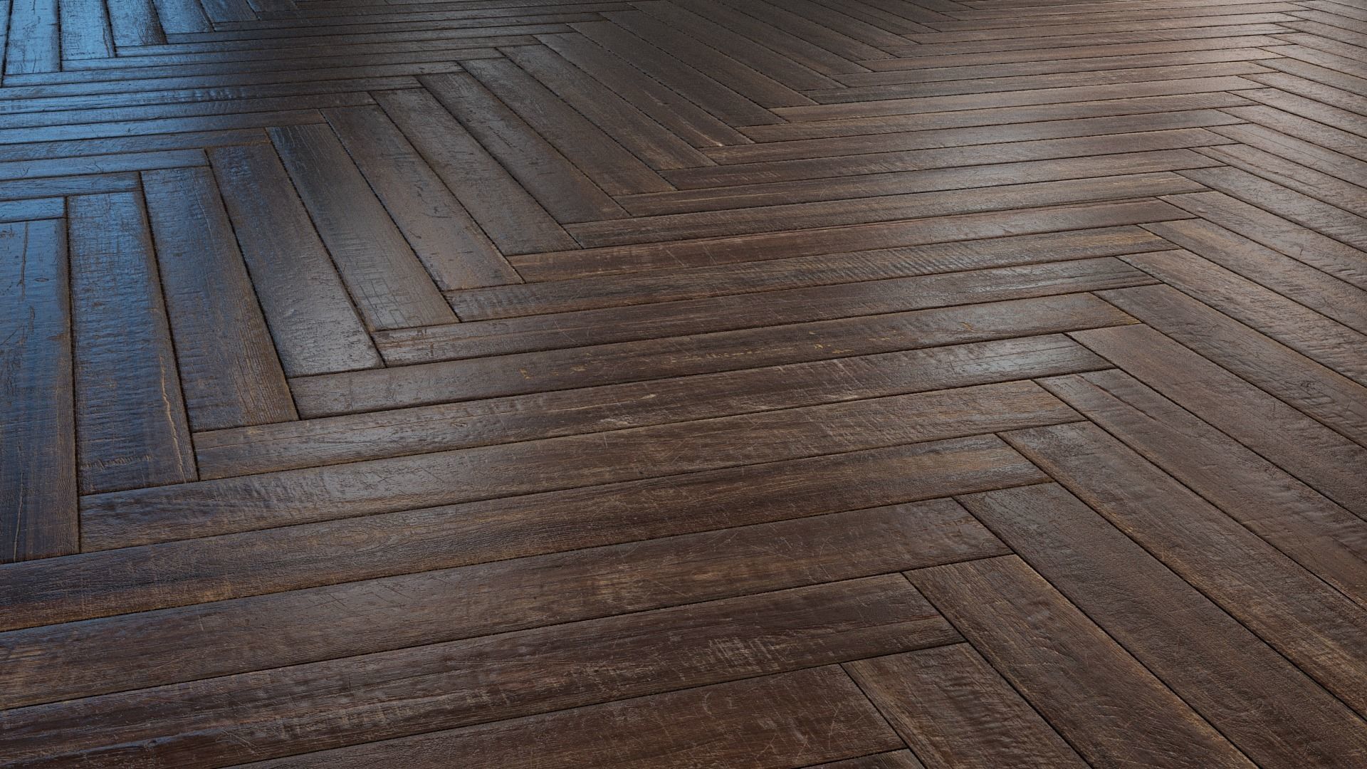 Old herringbone Parquet - PBR textures Low-poly 3D model_4