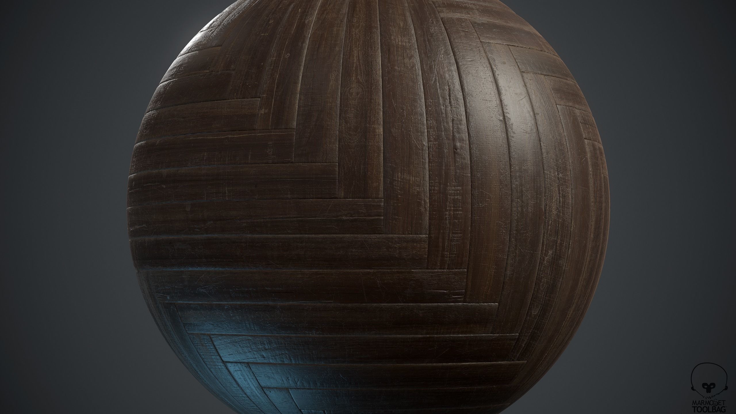 Old herringbone Parquet - PBR textures Low-poly 3D model_5