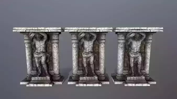 statue 2 column with Low-poly 3D model