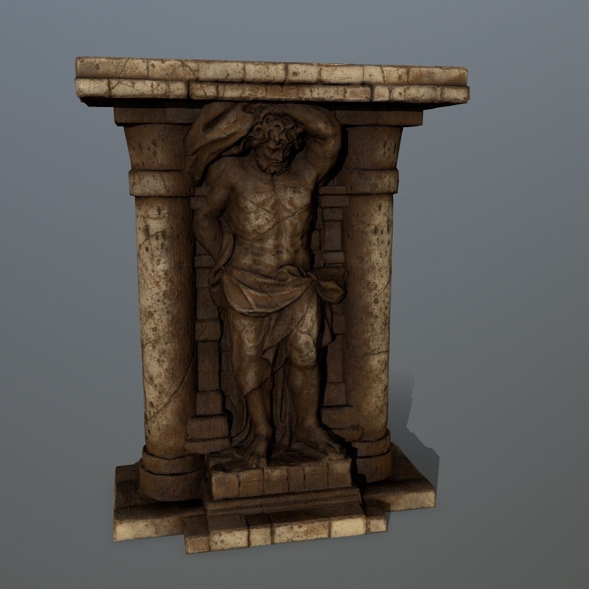 statue 2 column Low-poly 3D model_1