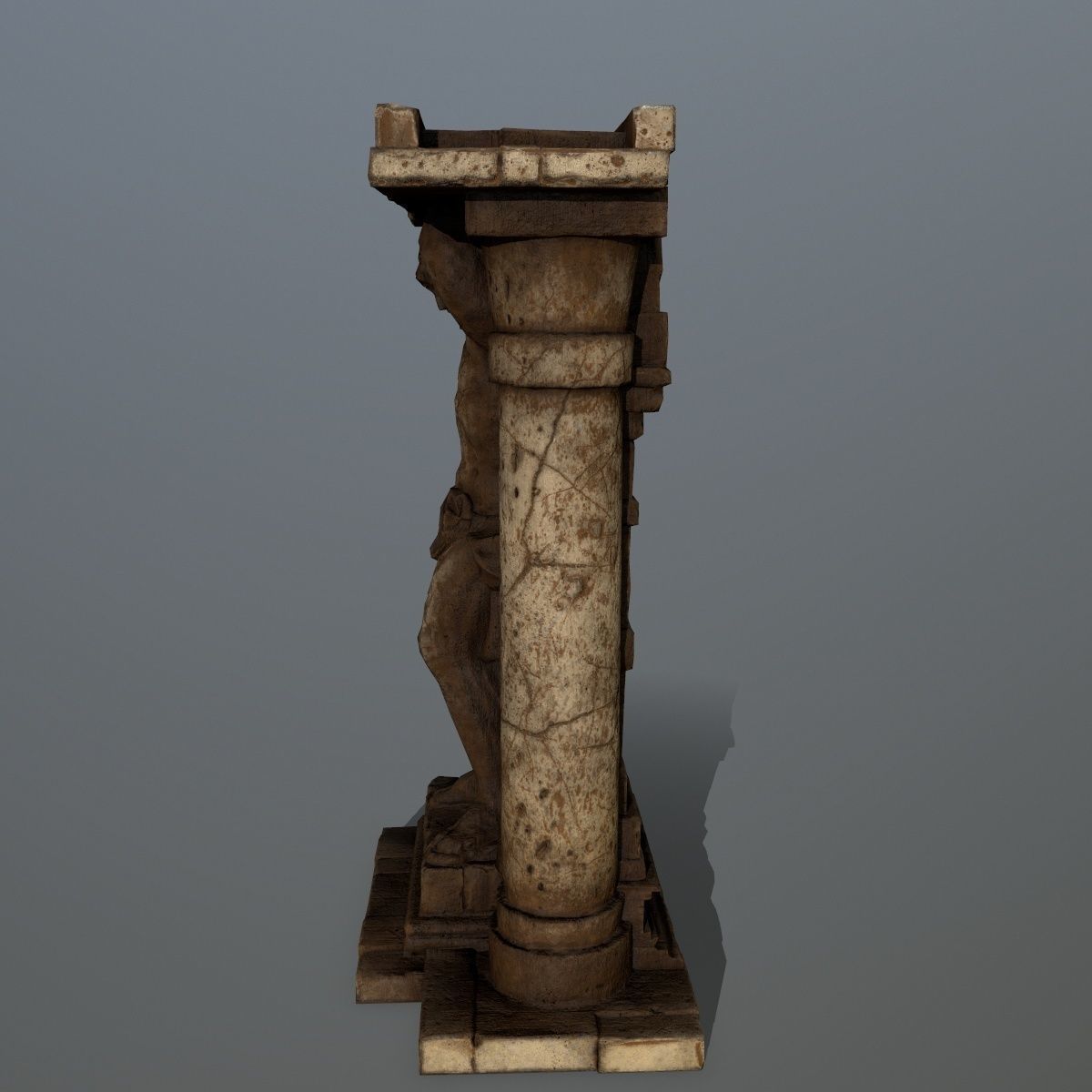statue 2 column Low-poly 3D model_9