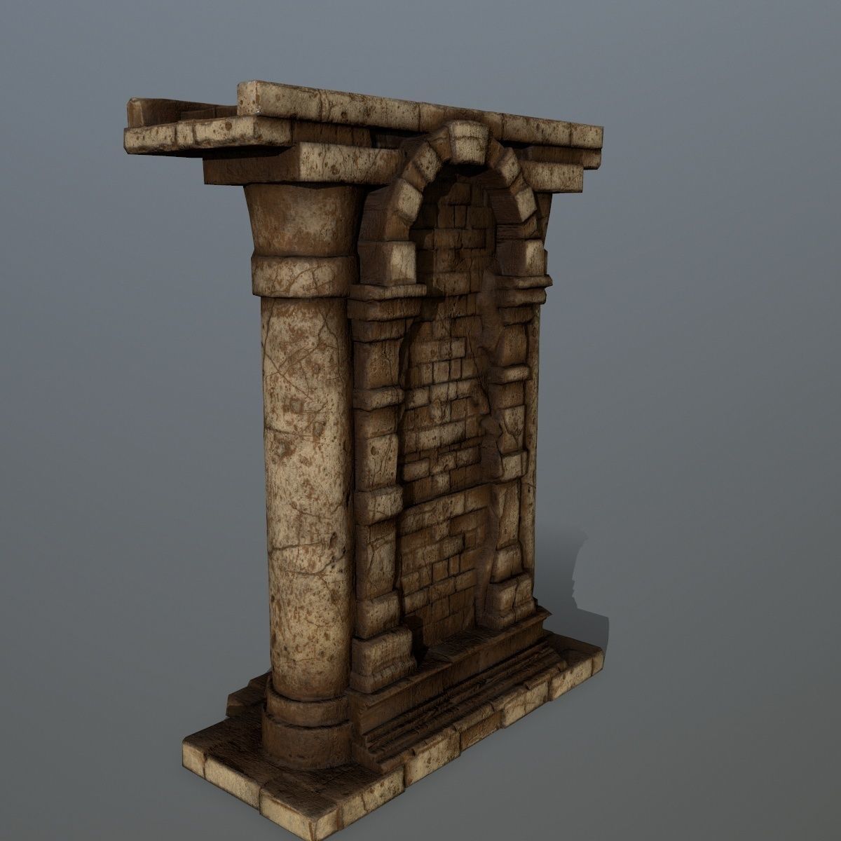 statue 2 column Low-poly 3D model_8